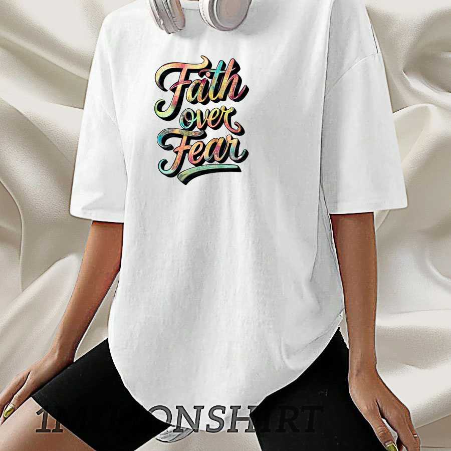 Faith Over Fear T-Shirt Bold Christian Bible Verse Tee
